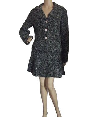 Breakin Loose Skirt Suit 13/14 Black Gray Pink Jacket tweed vtg y2k schoolgirl